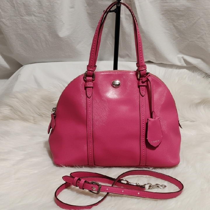 Sale! Authentic Coach Peyton Saffiano Cora Leather Domes Satchel W Strap